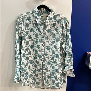 Cynthia Rowley Green and White Casual Button Down Shirt